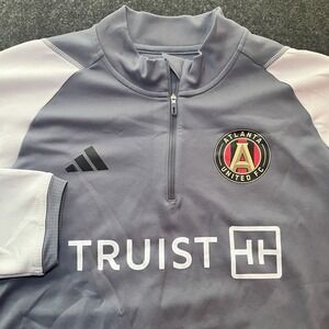 adidas Atlanta United MLS Soccer Gray 1/4 Zip Long Sleeve Shirt Mens XL